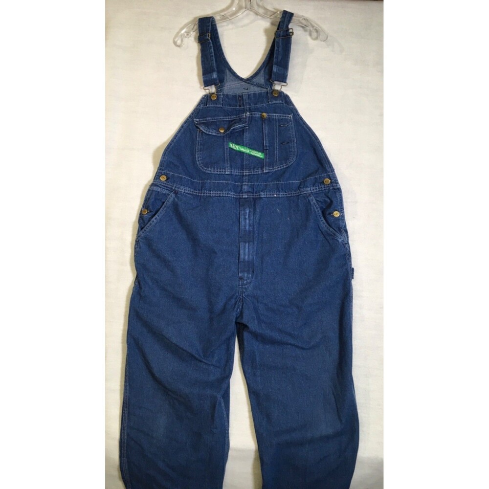 Key Imperial Blue Denim Bib Overalls Mens 42x29 Workwear Carpenter Relaxed EUC